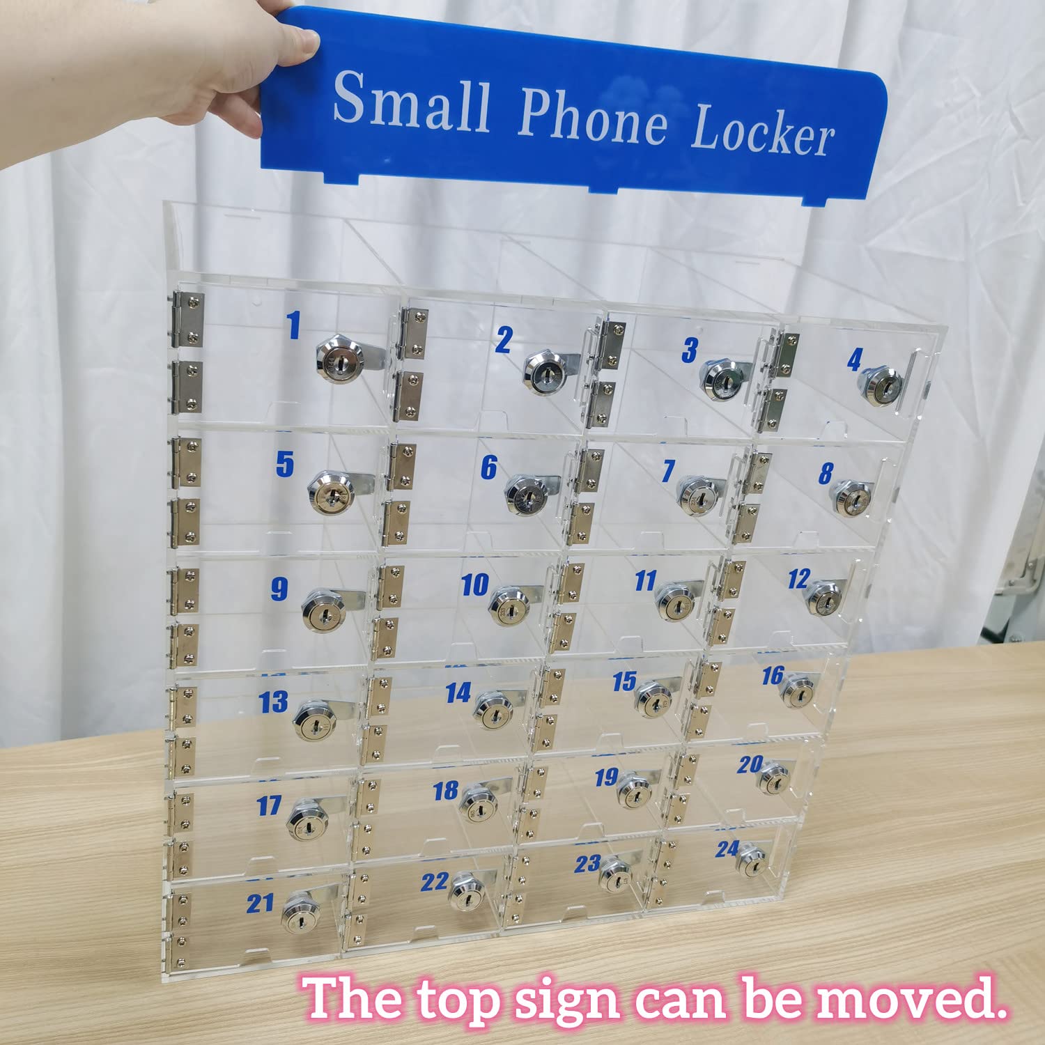 24-Slot Clear Plastic Phone Storage Locker - Transparent Cell Phone Organizer Cabinet for Classroom, School & Office - Perfect for Device Management in Educational, Workplace & Public Spaces
