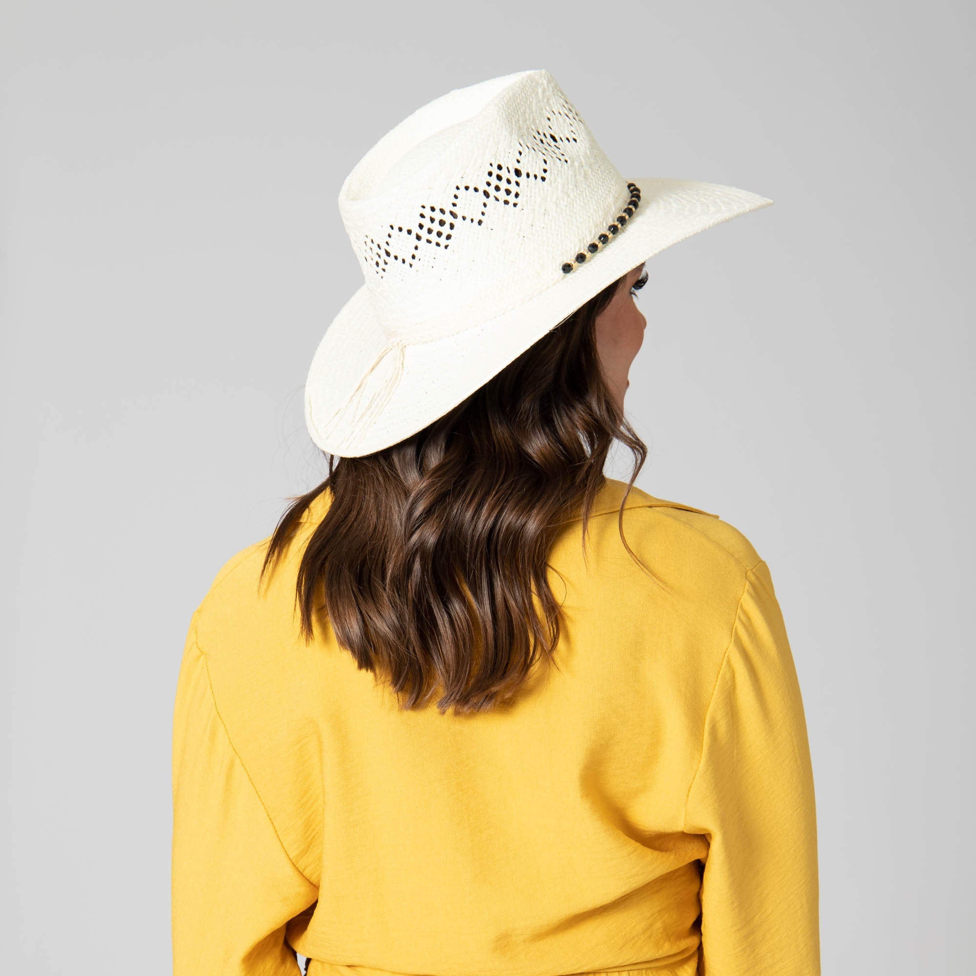 Stylish Woven Paper Fedora Hat with Beaded Band - Perfect for Beach Vacations, Summer Parties & Boho Fashion Outfits