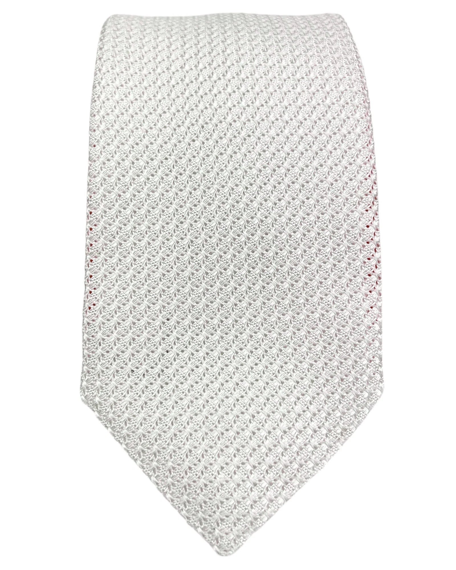 DÉCLIC Grenadine Silk Tie - Classic White Necktie for Men | Perfect for Weddings, Business Meetings & Formal Events