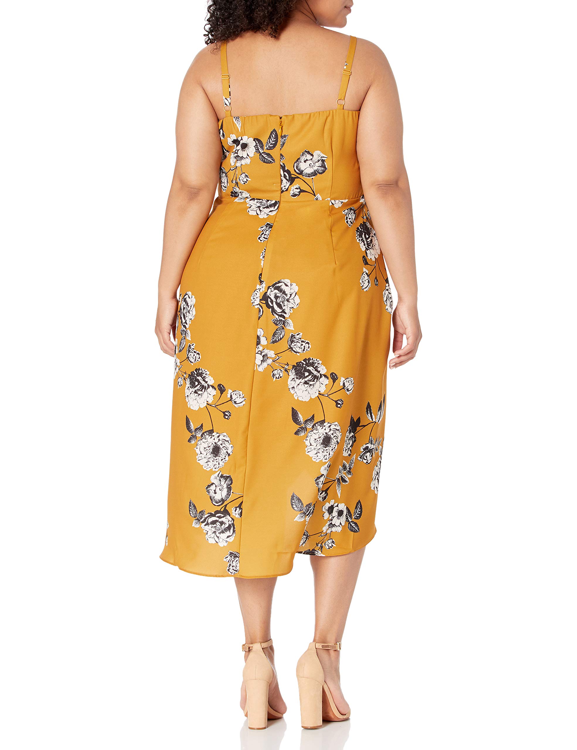 Elegant Women's Faux Wrap Midi Dress with Fitted Waist - Flattering Office & Party Outfit for Work & Special Occasions