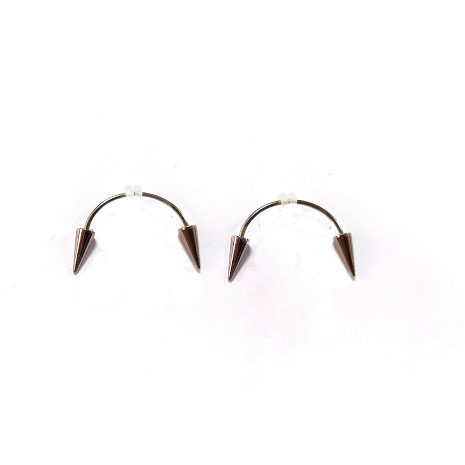 2-3Pcs Stainless Steel Vampire Teeth Fangs - No Piercing Dentures with Barbell Canine & Tiger Lips Hoop Ring - Perfect for Halloween, Cosplay, Gothic Parties & Body Jewelry - Unisex Design for Women, Men, Teens & Kids
