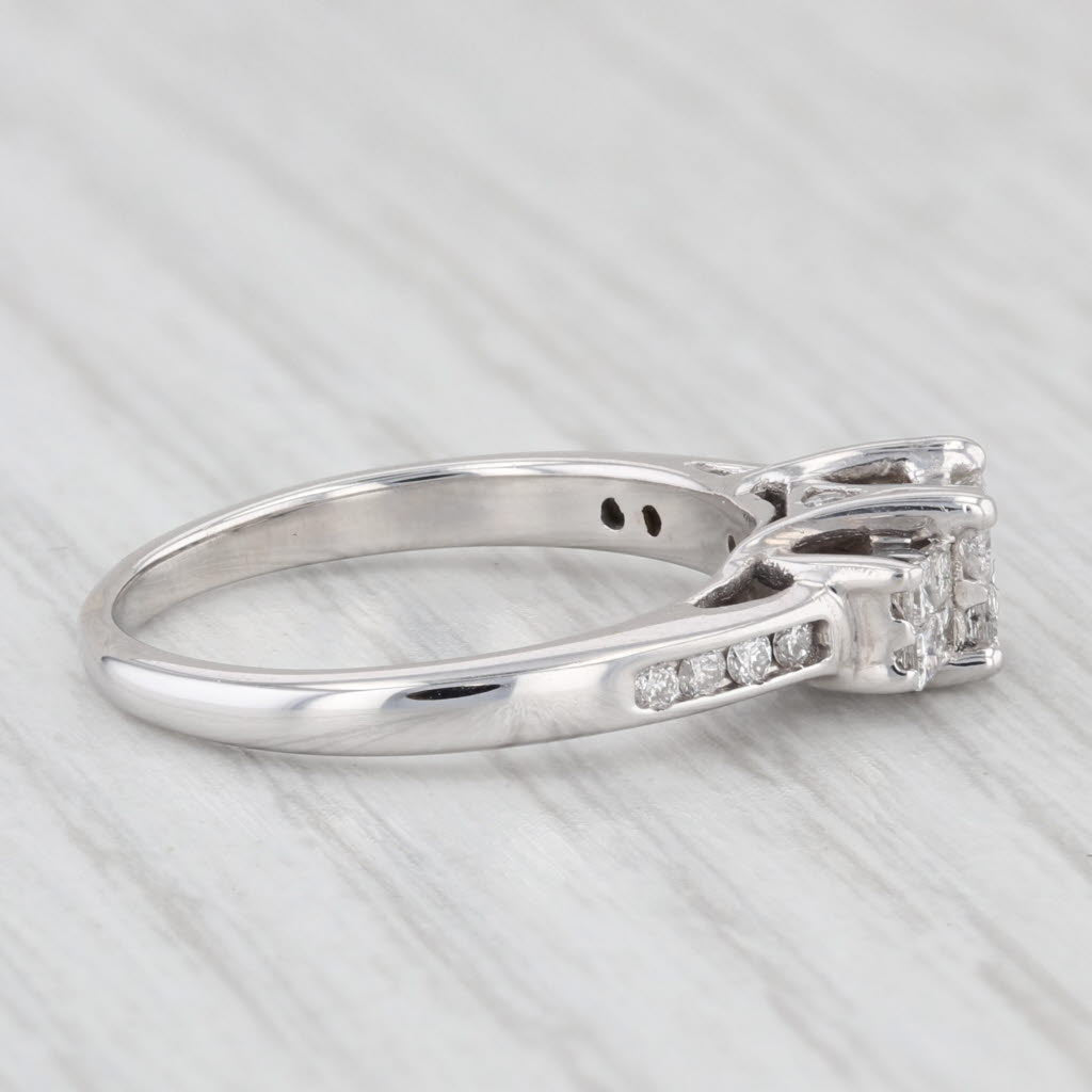 0.50 Carat Diamond Three-Stone Engagement Ring in 14K White Gold - Size 5.75 - Perfect for Proposals, Anniversaries & Special Occasions