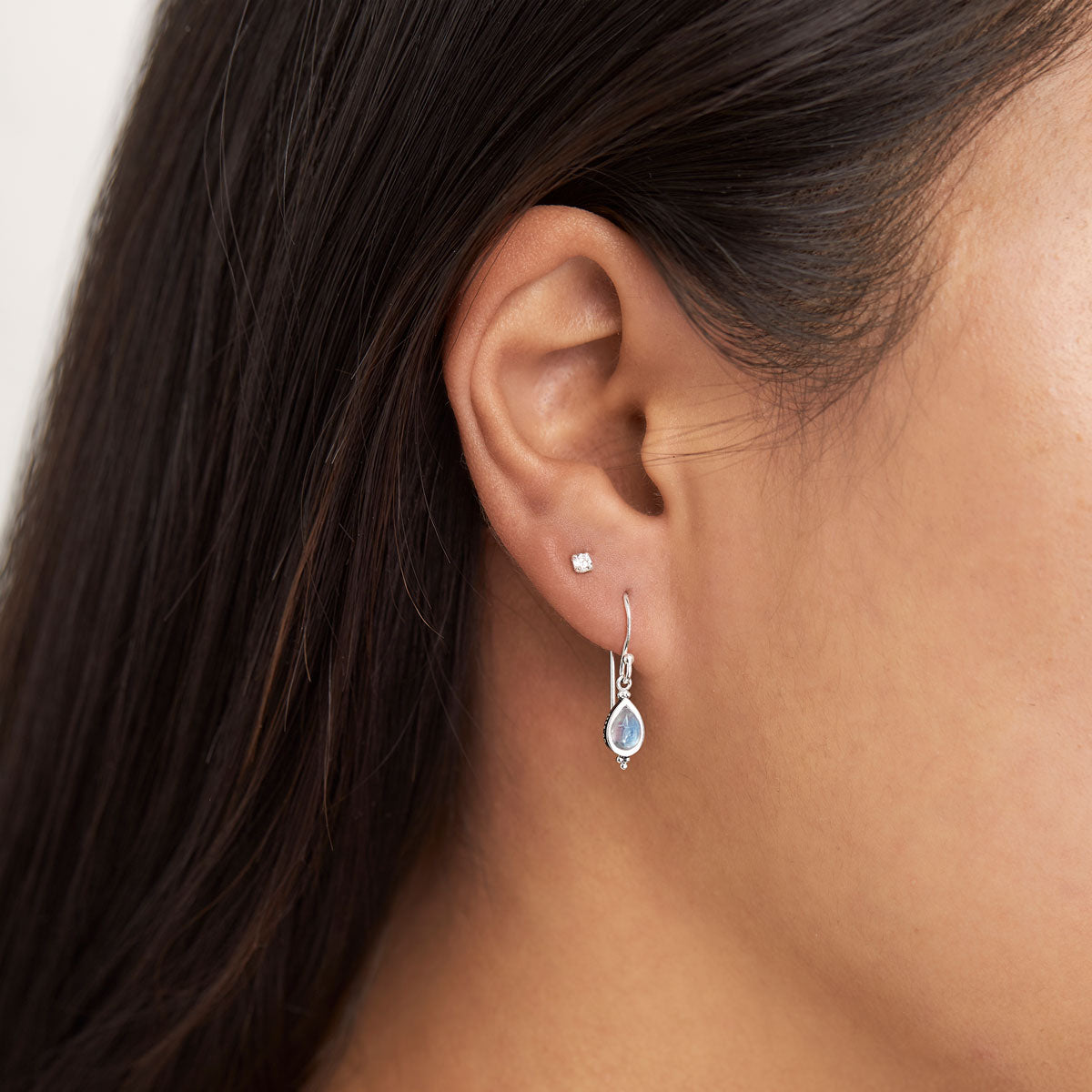 Serein Moonstone Earrings for Women – Dainty Sterling Silver Boho Hoop Earrings with Genuine Moonstone Gemstone | Perfect for Boho Chic, Wedding, Party & Everyday Wear