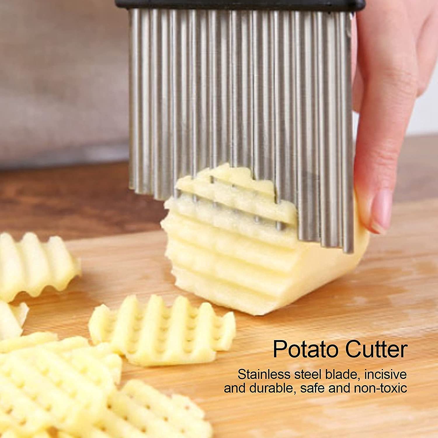 Stainless Steel Crinkle Cutter - Potato Chipper, French Fry & Vegetable Slicer for Perfect Chips, Fries & Fruit | Ideal for Home Cooking, Meal Prep & Party Snacks by IrshPick