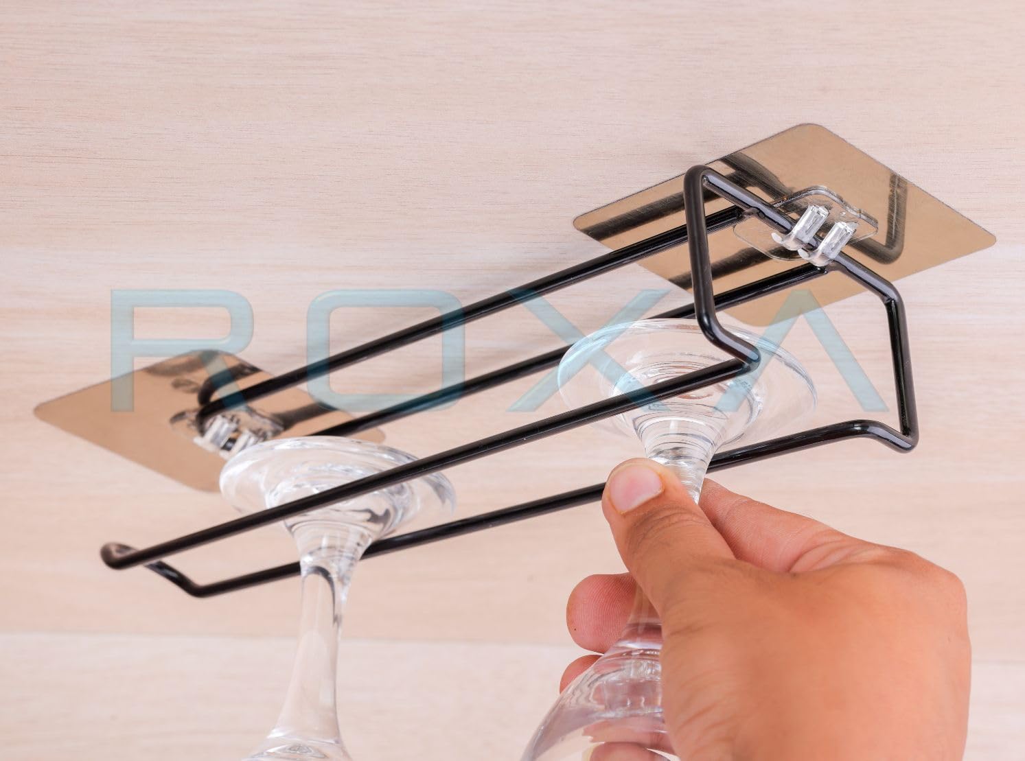 ROXA 2-Pack Stainless Steel No-Drill Self-Adhesive Paper Towel Holder - Wall Mount Kitchen & Bathroom Tissue Roll Stand for Wine Glasses, Kitchen Towels - Perfect for Home, Office, Restaurant Use