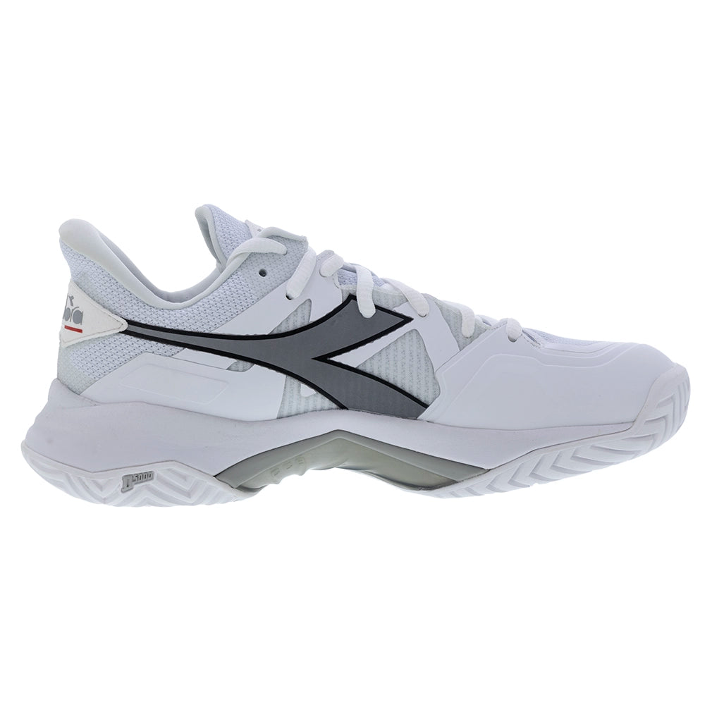 Men's B.Icon 2 AG Tennis Shoes - White & Silver | Lightweight Comfort for Competitive Play & Court Training | Perfect for Tennis Matches, Gym Workouts & Casual Wear