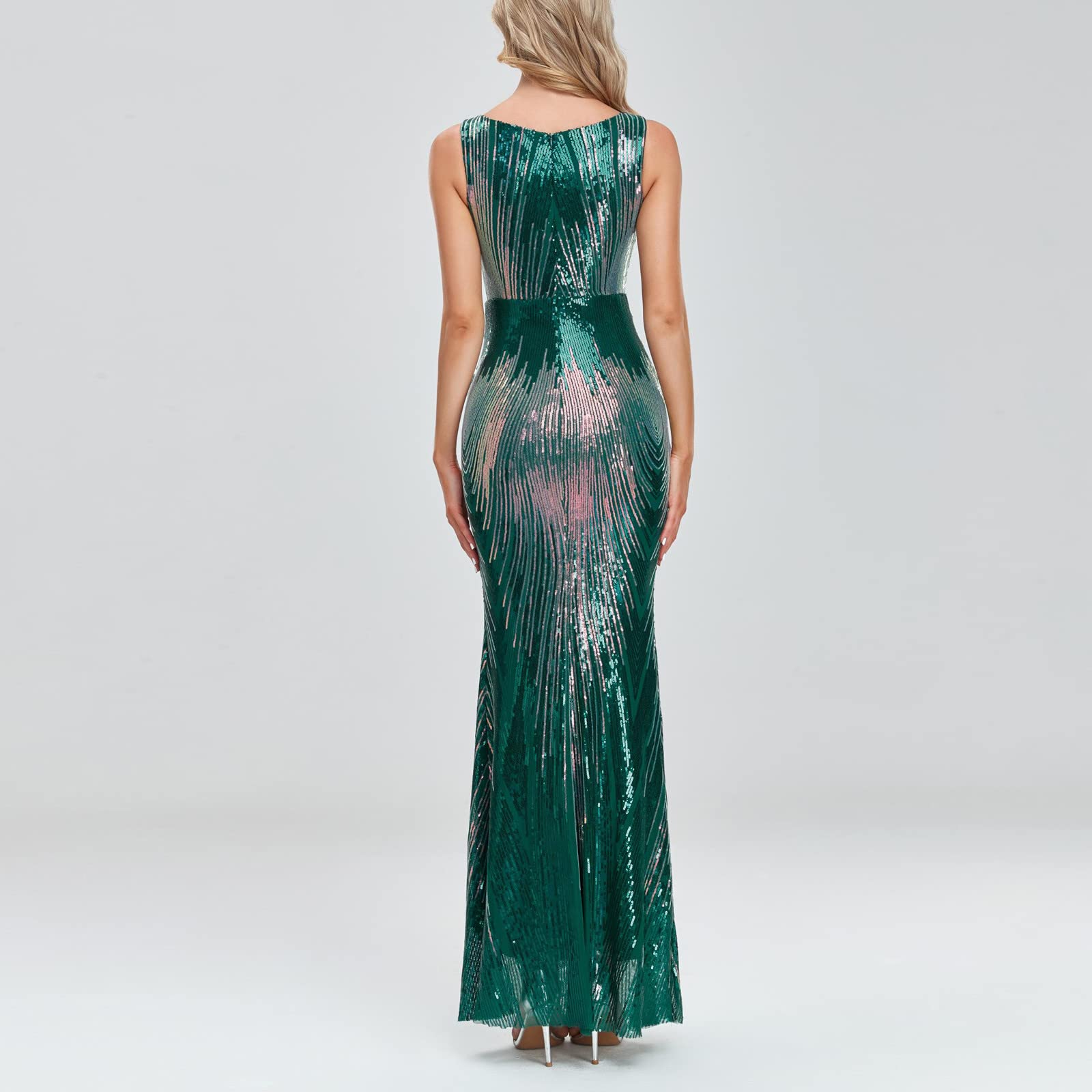 Sparkly Sequin Mermaid Prom Dress for Women - Elegant Sexy Sleeveless Evening Gown for Party, Club & Cocktail Events | Formal Bodycon Maxi Dress for Prom, Homecoming & Special Occasions