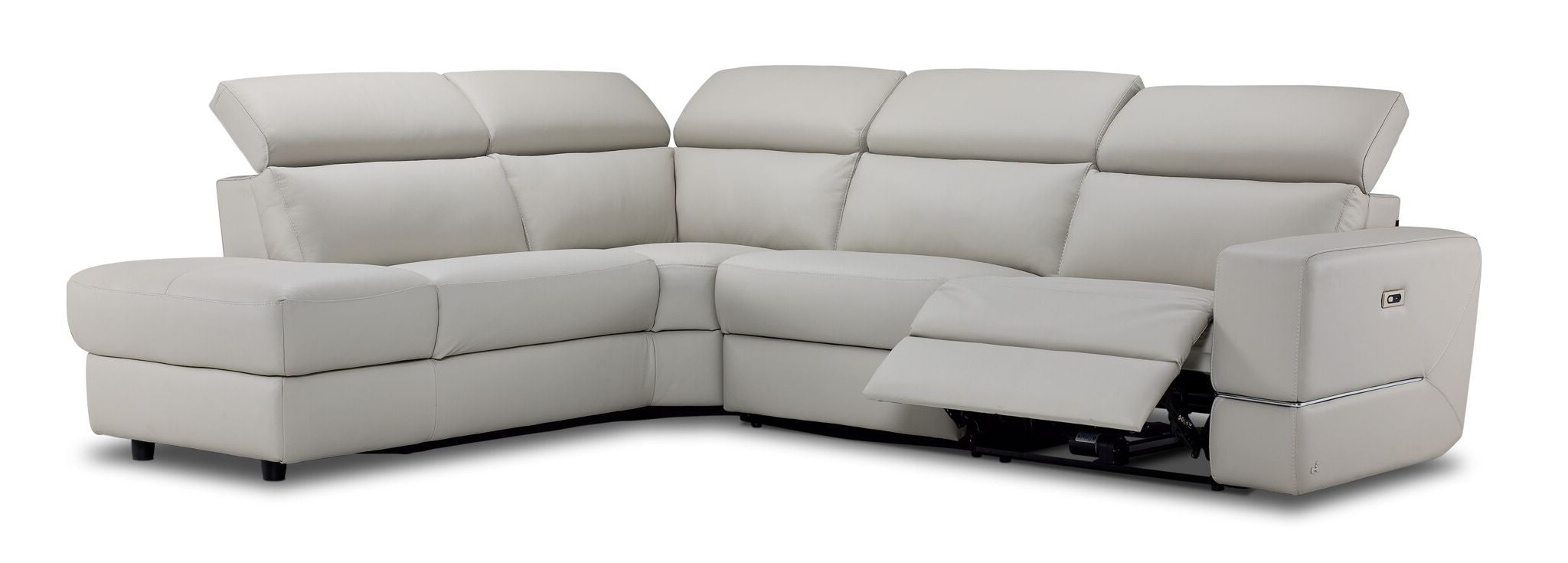 Bianca 3-Piece Power Reclining Sectional Sofa with Left-Facing Chaise in Light Gray - Modern Living Room Furniture for Home Theater & Family Gatherings