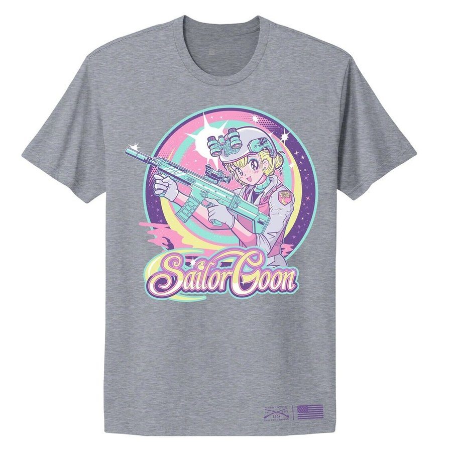 Women's Sailor Goon Boyfriend Fit T-Shirt - Dark Heather Gray | Casual Loose Fit Tee for Everyday Wear, Street Style & Layering