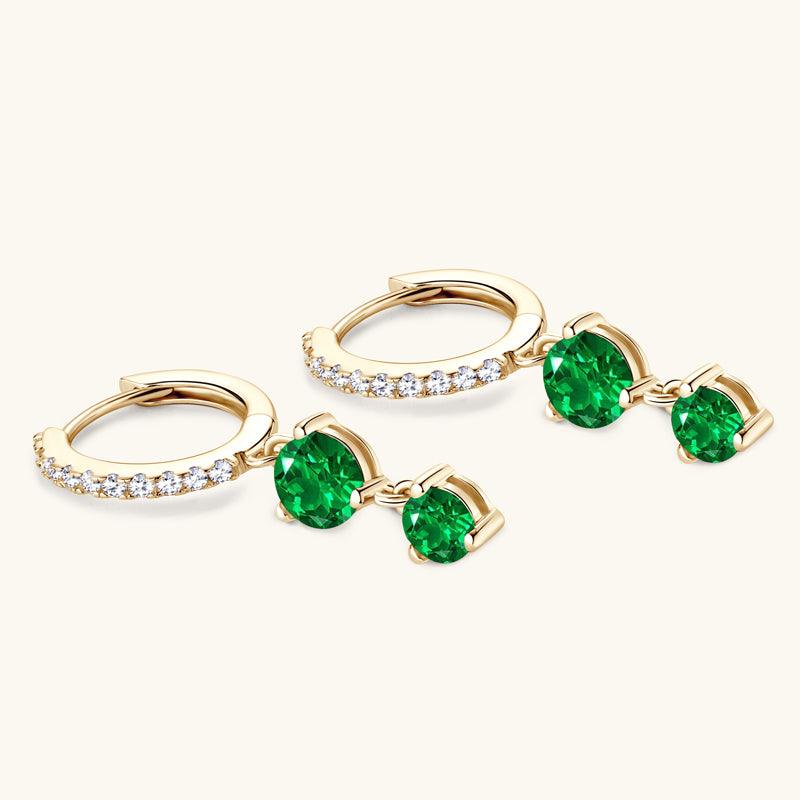 Exquisite Pavé Emerald Drop Earrings for Women – 14K Gold Plated Elegant Dangle Earrings | Perfect for Weddings, Parties & Special Occasions