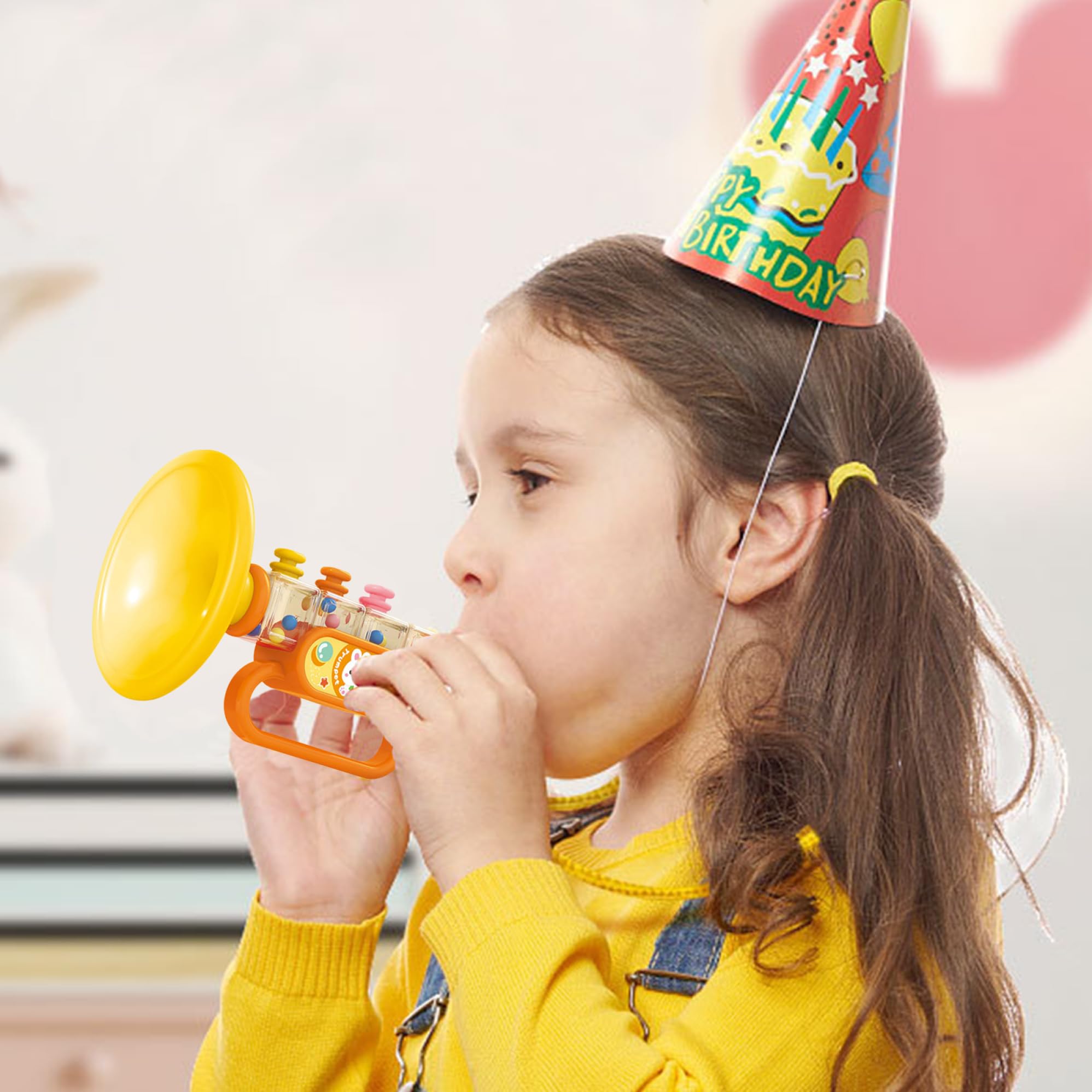 Colorful Playable Toy Trumpet for Kids - Cute Cartoon ABS Musical Instrument with Detachable Hanging Rope | Educational Music Toy for Toddlers & Children | Perfect for Birthday Gifts, Early Learning & Musical Development
