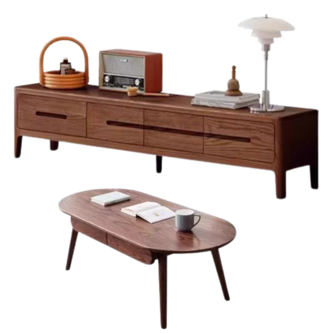 71х13.9х15.6 inch/ 180.4х35.2х39.5сm/ Walnut color/ TV cabinet+coffee table