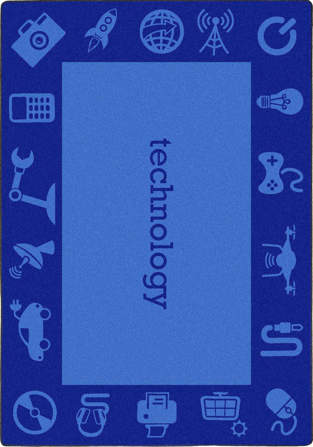 Joy Carpets Kid Essentials STEAM Technology Classroom Seating Rug - Blue 7'8