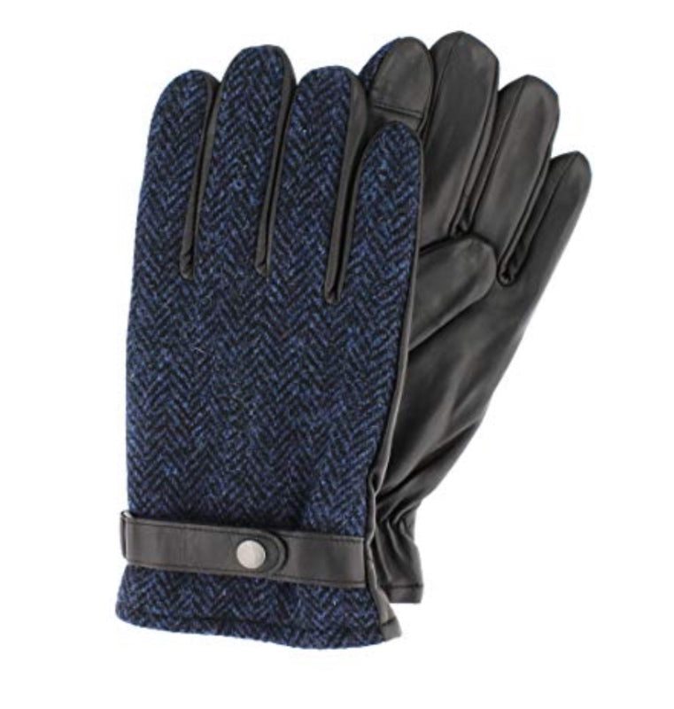 Premium Failsworth Sheepskin & Tweed Gloves - Black/Navy - Warm Winter Accessories for Men & Women - Perfect for Outdoor Activities, Driving & Cold Weather Fashion