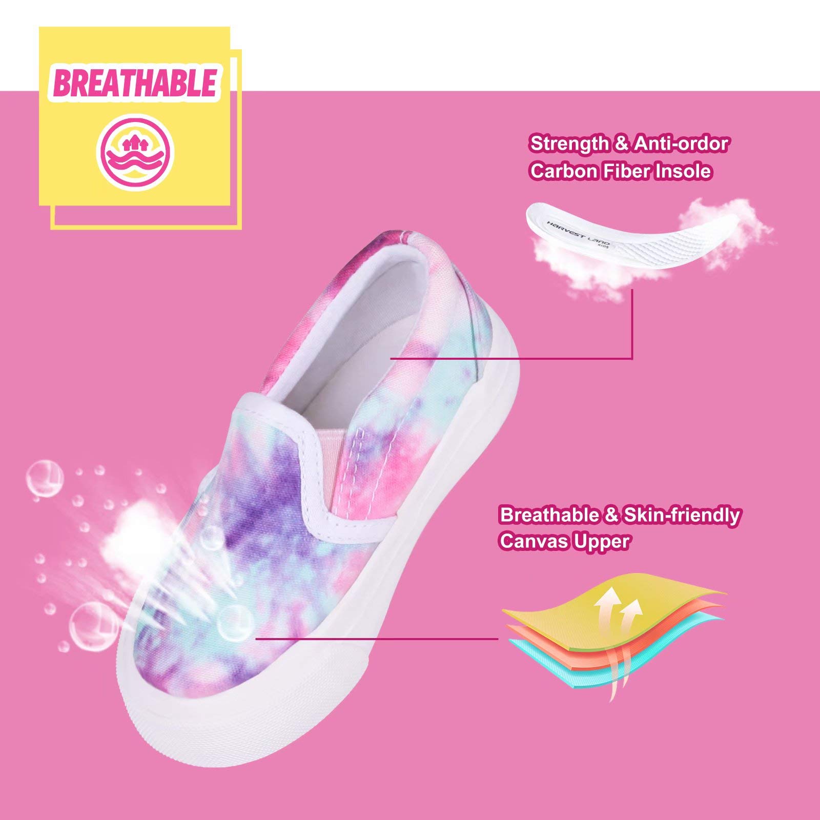 **Toddler Canvas Sneakers for Boys & Girls - Lightweight Slip-On Comfortable Kids Running Shoes (Toddler/Little Kids/Big Kids) - Perfect for Playtime, School & Casual Outings**