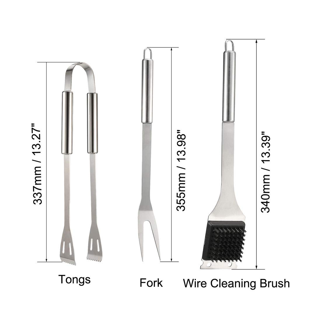 uxcell 6-in-1 Stainless Steel BBQ Grill Tool Set with Carrying Case - Includes Spatula, Tongs & Barbecue Accessories for Outdoor Grilling, Camping & Backyard Cookouts
