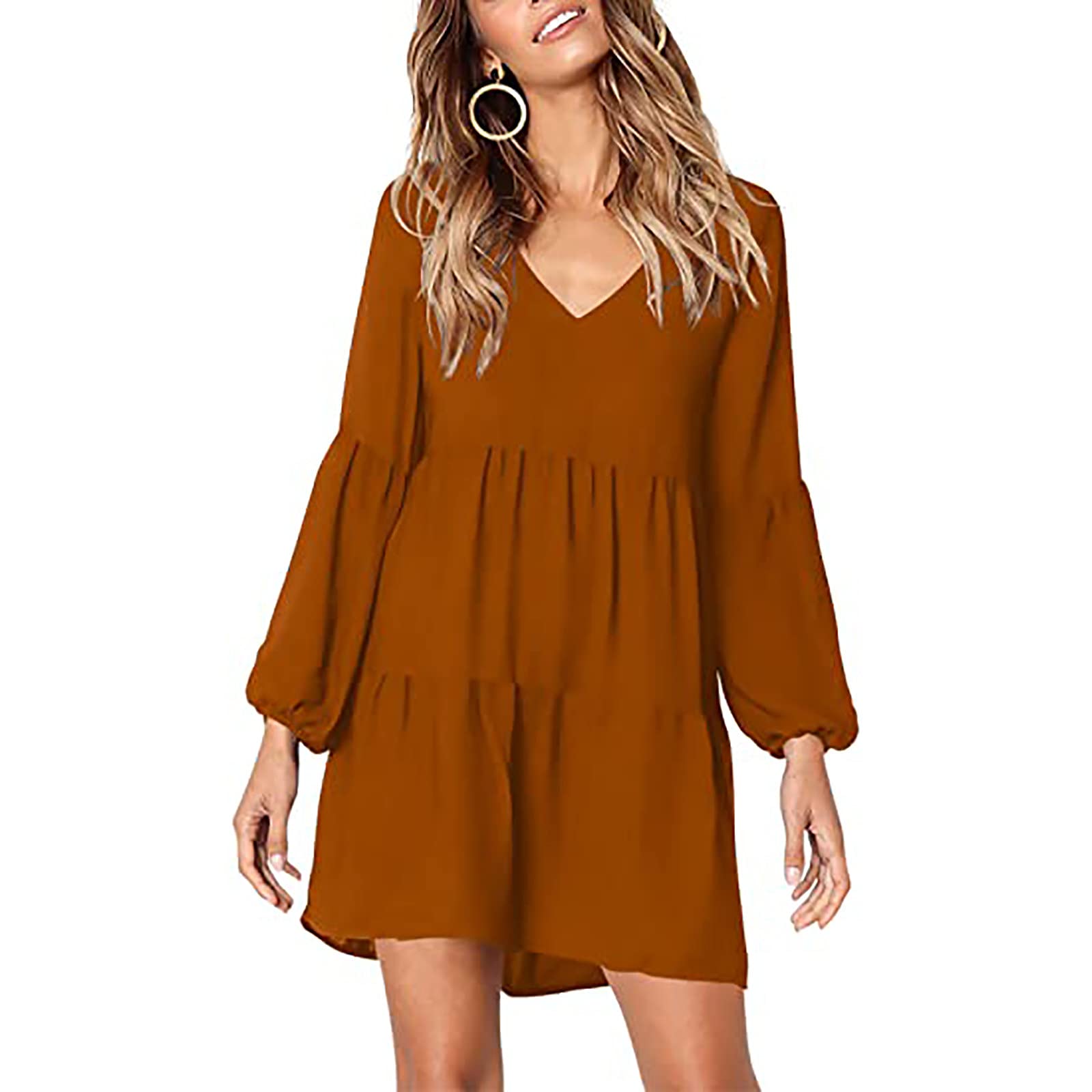 2022 Women's Fall Dresses - Long Sleeve Boho Floral Mini Dress for Wedding Guest, Casual Loose Flowy Sundress | Perfect for Beach Vacations & Autumn Events