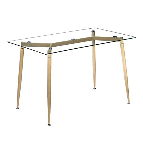 Modern Oval Glass Coffee Table - Tempered Glass Top with Wood Grain Legs for Living Room, Office & Lounge - Stylish End Table for Home Decor