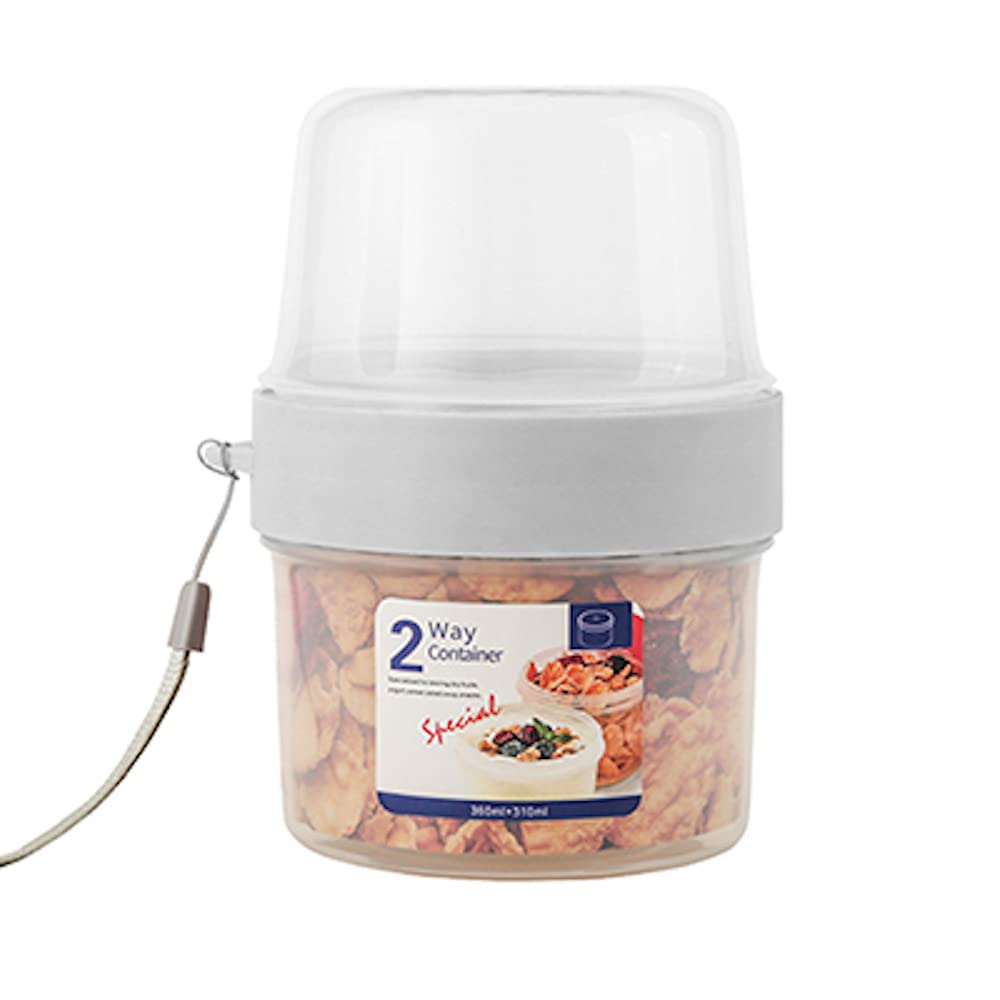 2-Way Airtight Food Storage Container for Salads, Sauces, Fruits & Snacks - 360ml Leakproof Bento Box - Keeps Food Fresh Longer - Microwave & Dishwasher Safe - Perfect for Meal Prep, Lunch Box & Picnics