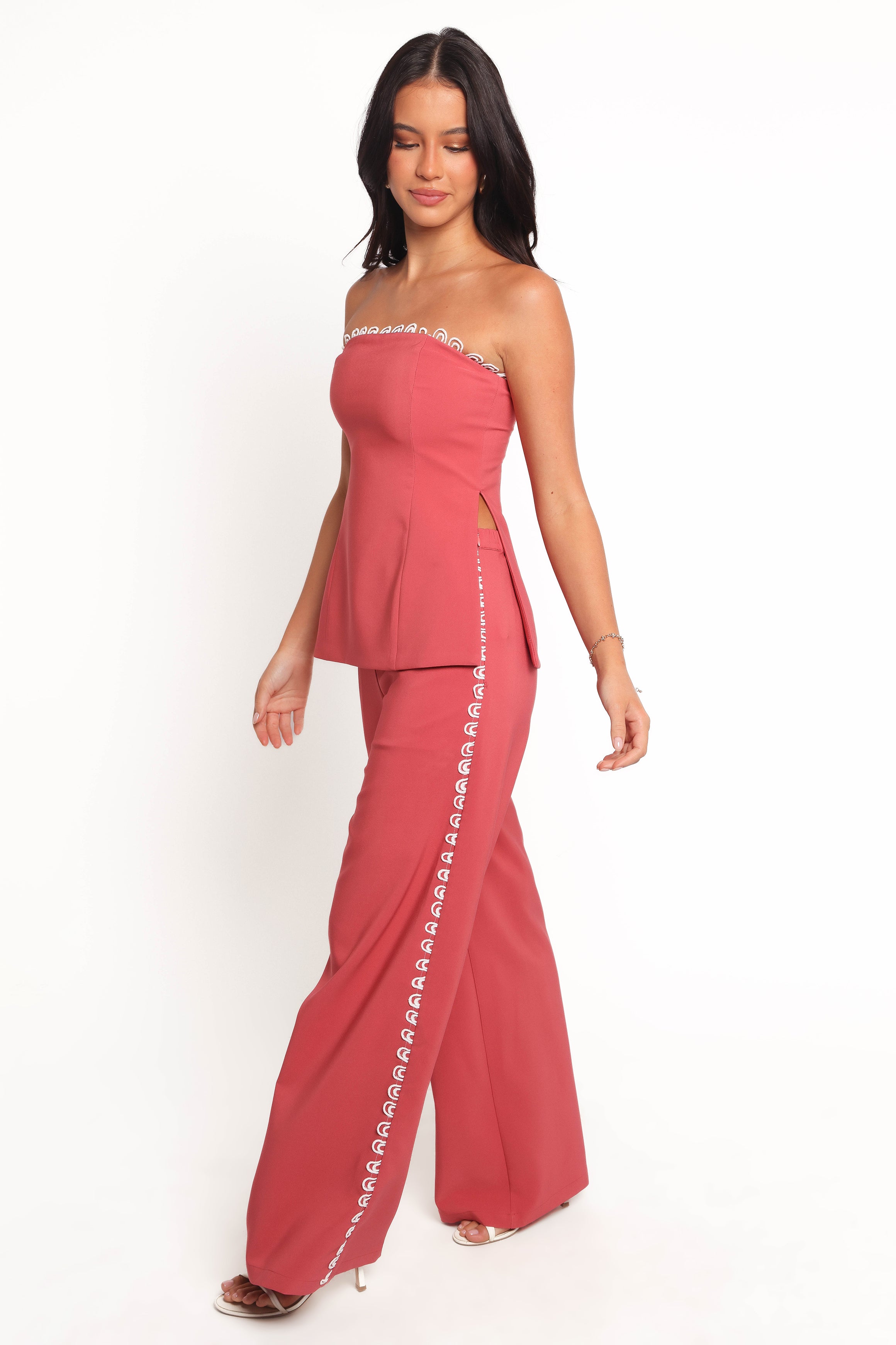 Cayla Pant - Women's High Waisted Stretch Pants in Brick Red | Comfortable & Stylish for Work, Travel & Casual Wear