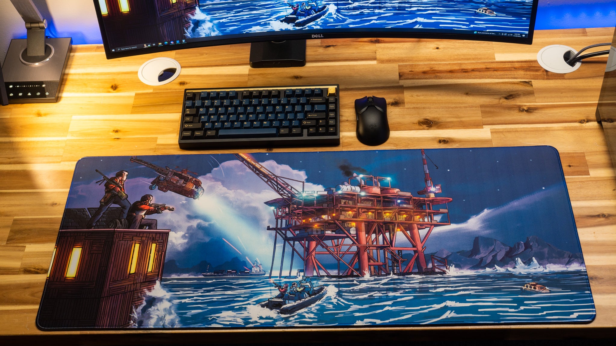 Falcon Night Rig Gaming Mouse Pad - Large RGB Desk Mat for Content Creators & Streamers - Perfect for Gaming, Streaming & Office Work