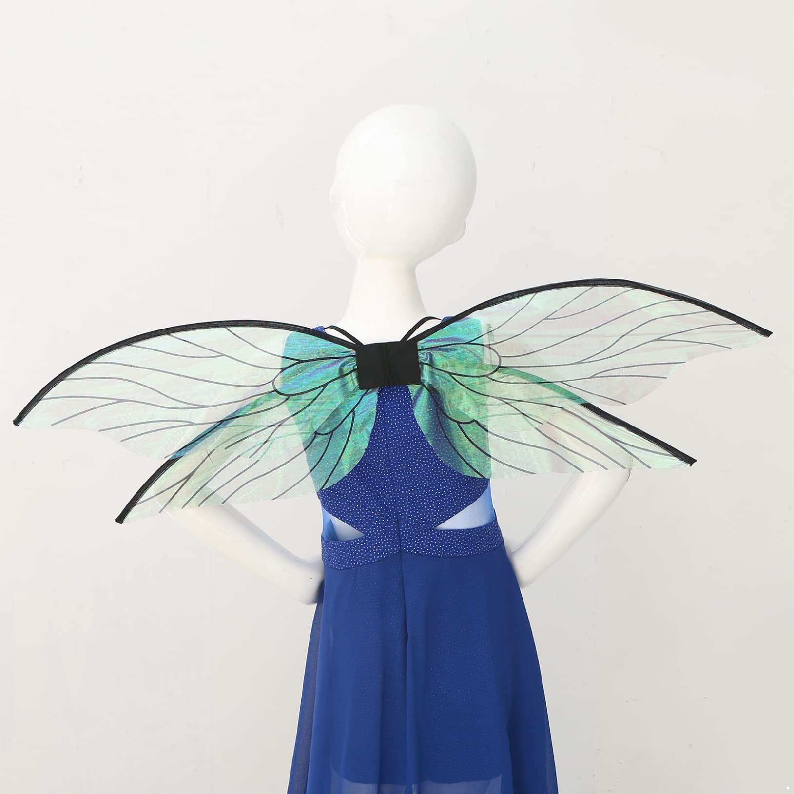 Freebily Fairy Elf Wings & Cicada Wings - Black Halloween Cosplay Costume Accessories for Adults, Masquerade Party Dress Up, Festive Props (One Size) | Perfect for Halloween Parties, Cosplay Events, Themed Celebrations & Photo Shoots
