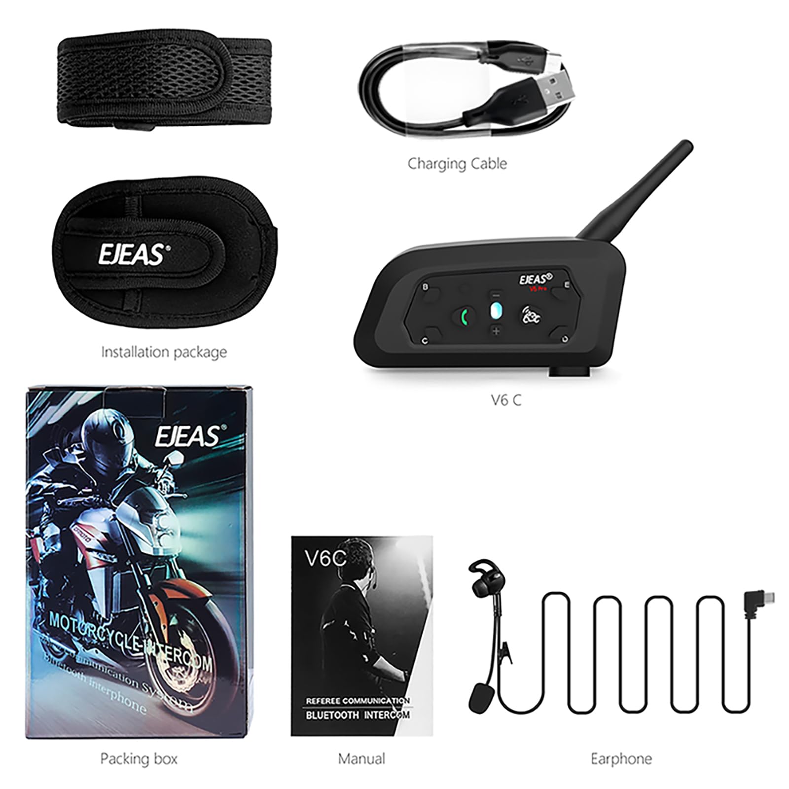 EJEAS Vnetphone V6C Wireless Bluetooth Intercom - 1200M Range, Full Duplex, 850mAh Battery for Football Referees, Motorcycle, Snowmobile & Motorbike Communication - Includes Referee Headset (1PC) - Perfect for Sports Officiating, Group Rides & Outdoor Adventures