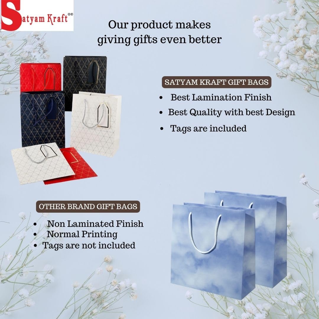 Golden Stripe Gift Bags 6-Pack with Handles - Perfect for Weddings, Christmas & Birthday Gifts