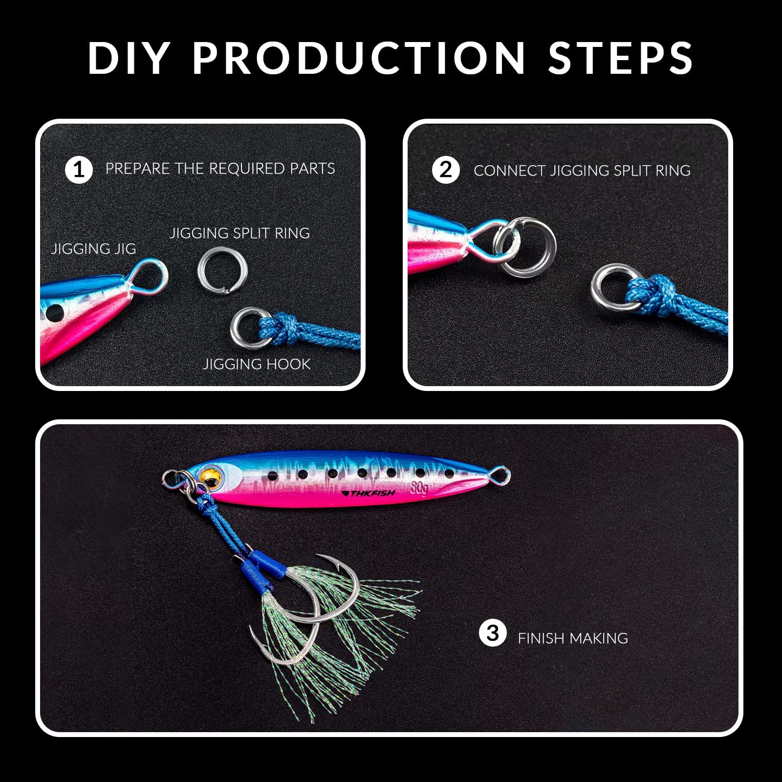 THKFISH Saltwater Fishing Assist Hooks - Double Stinger Jigging Hooks for Slow Pitch & Vertical Jigging Lures (5/15/20pcs) - Perfect for Deep Sea Fishing, Trolling and Saltwater Game Fish