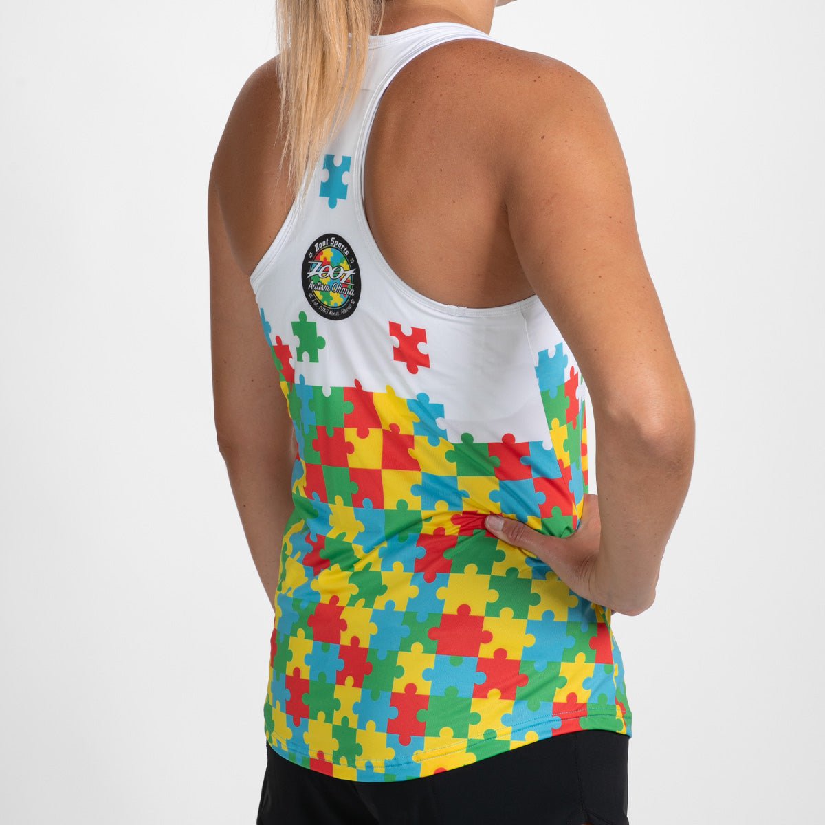 Women's Running Singlet - Lightweight & Breathable Workout Top for Autism Awareness with Puzzle Print - Perfect for Marathons, Jogging & Gym Training