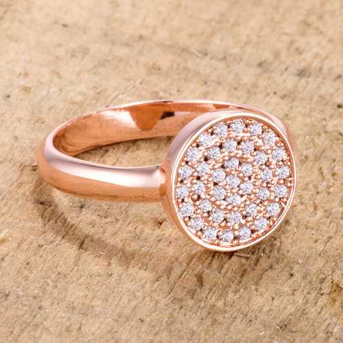 0.2ct Cubic Zirconia Rose Gold Plated Pave Circle Ring for Women - Elegant Wedding, Engagement, Anniversary Gift Idea
