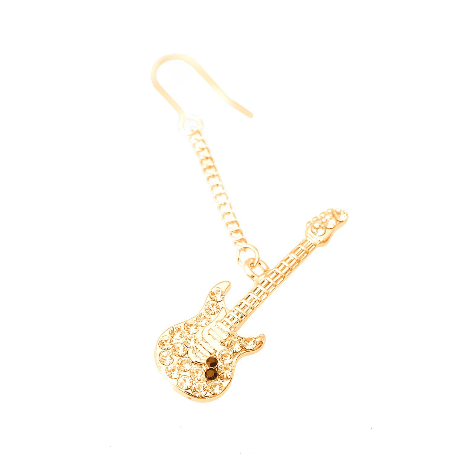 High Gloss Dangling Crystal Electric Guitar Earrings for Women - Rock Music Festival Jewelry Gift for Guitar Lovers & Musicians