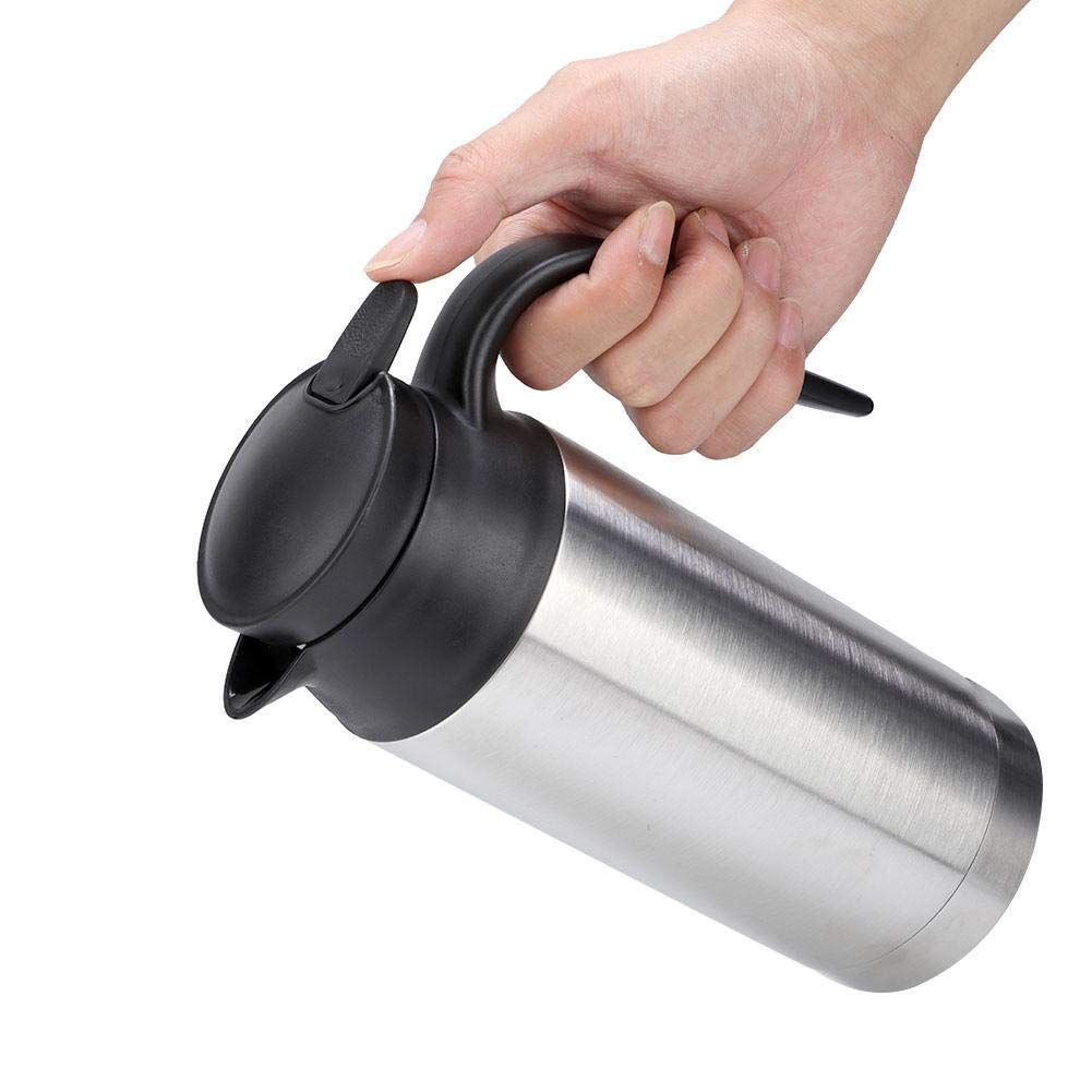 24V Electric Travel Kettle - 750ml Stainless Steel Car Heating Mug for Coffee & Tea | Perfect for Road Trips, Camping & Office Commutes