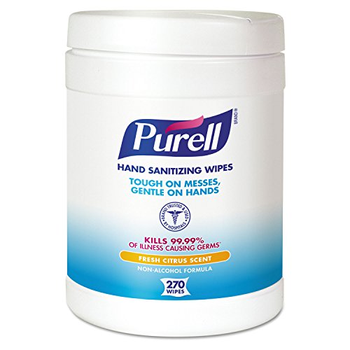PURELL Hand Sanitizing Wipes with Fresh Citrus Scent - 270 Count Pack (9113-06) | Portable Sanitizing Wipes for Home, Office, Travel & On-The-Go Hygiene