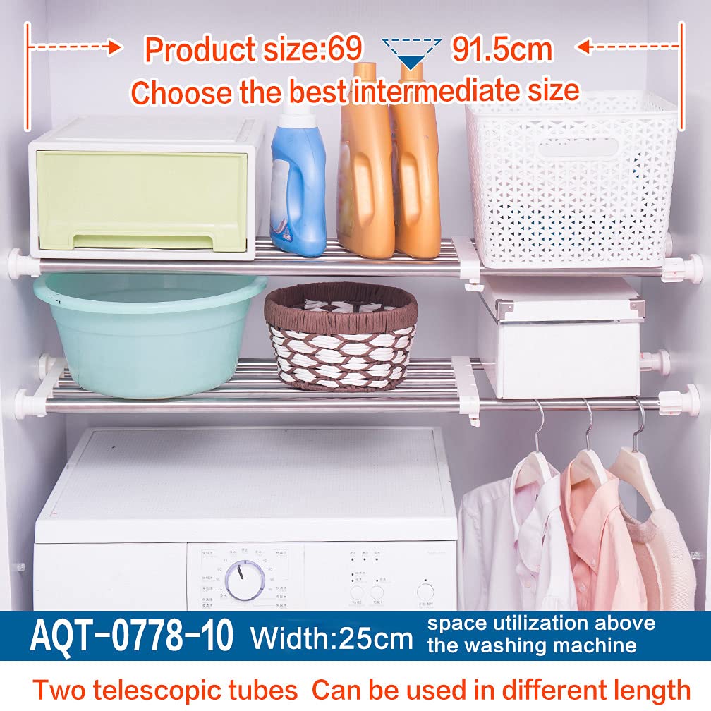 Hershii Expandable Closet Tension Shelf Rod - Adjustable Storage Rack Organizer for Wardrobe, Kitchen, Bathroom | Heavy Duty DIY Space Saver for Small Spaces, Closet Organization & Home Storage Solutions