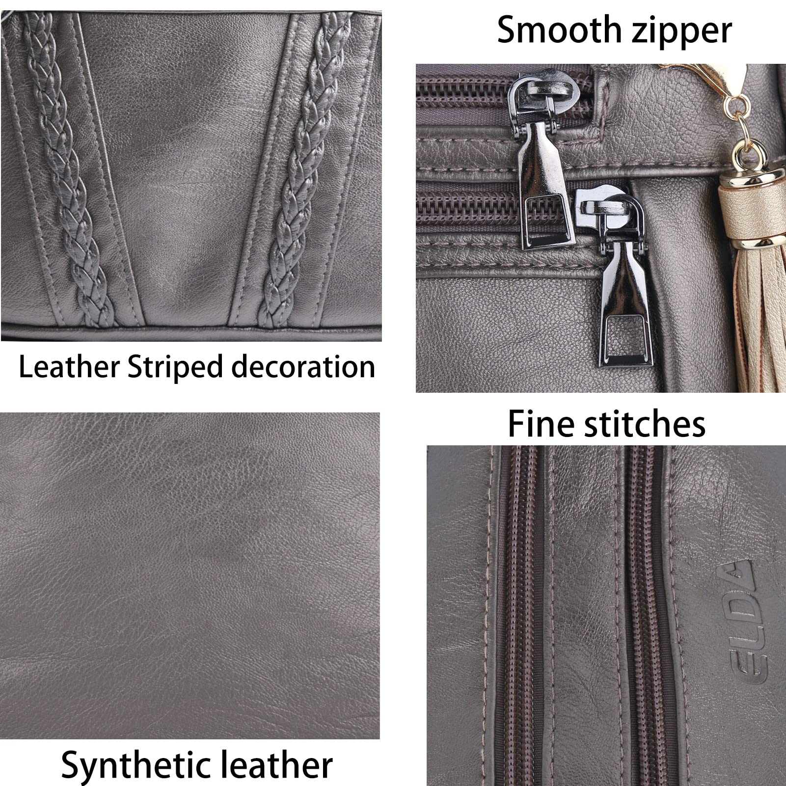 ELDA Women's Crossbody Bag - Soft PU Leather Shoulder Purse with Multiple Pockets | Fashion Handbag for Daily Use, Travel & Shopping