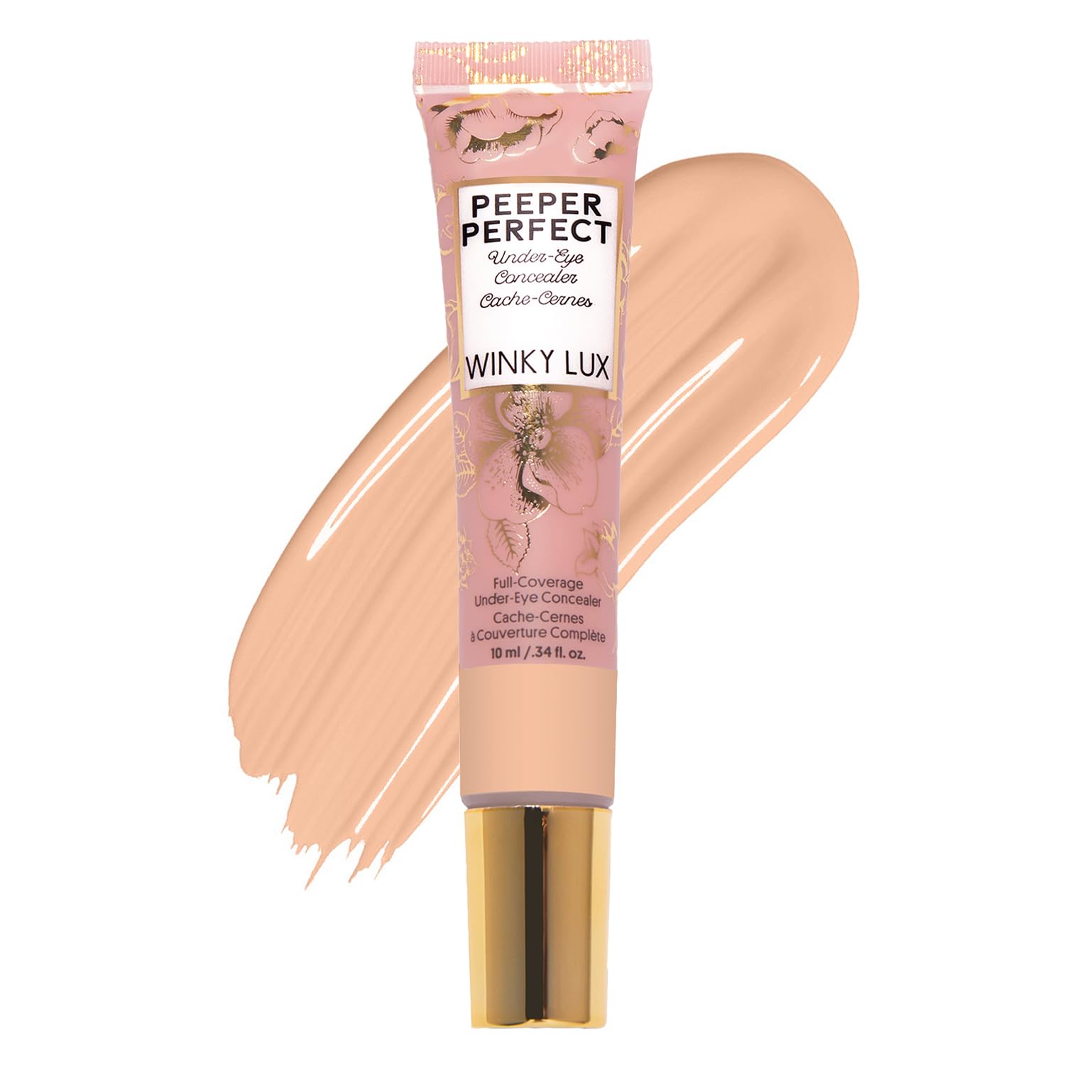 Winky Lux Peeper Perfect Under Eye Concealer - Full Coverage Makeup for Dark Circles, Color Corrector & Eye Primer with Collagen, Hyaluronic Acid & Vitamin E (Neutral Beige) | Brightening & Hydrating for Day & Night Makeup Looks