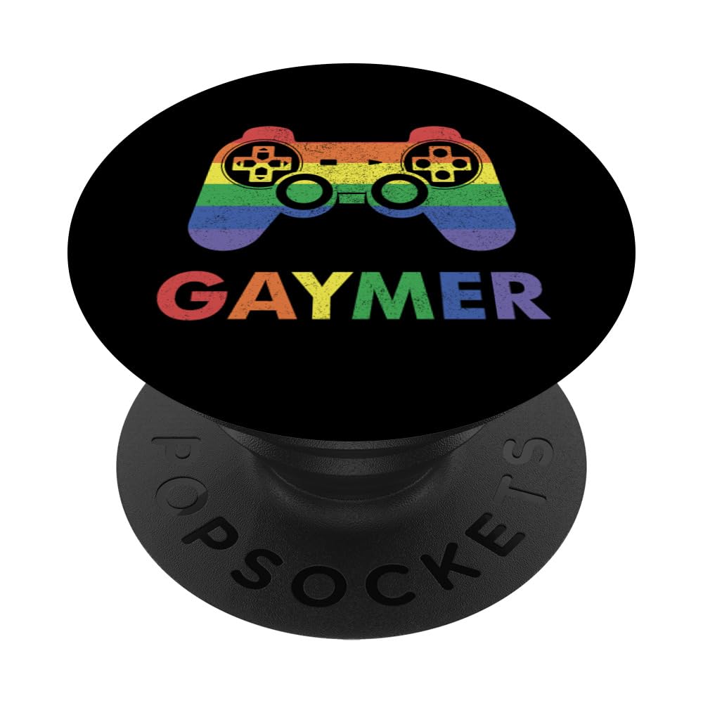 Gaymer Gay Pride Rainbow Gamer Gaming LGBTQ PopSockets Adhesive PopGrip - Perfect for Phone Grip, Stand & LGBTQ+ Pride Accessories | Ideal for Gaming, Daily Use & Showing Support