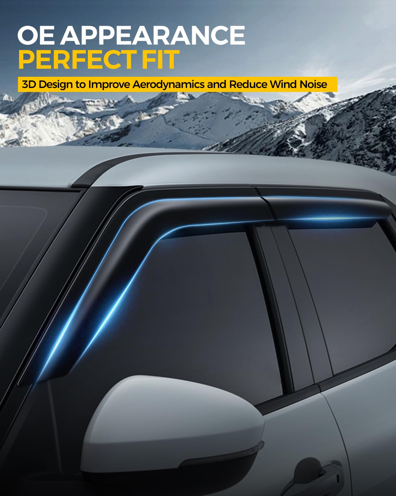 Honda Accord 2018-2023 Rain Guards - 4-Piece Tape-On Window Visors & Deflectors for Weather Protection & Fresh Air Ventilation | Perfect for Rainy Days & Highway Driving