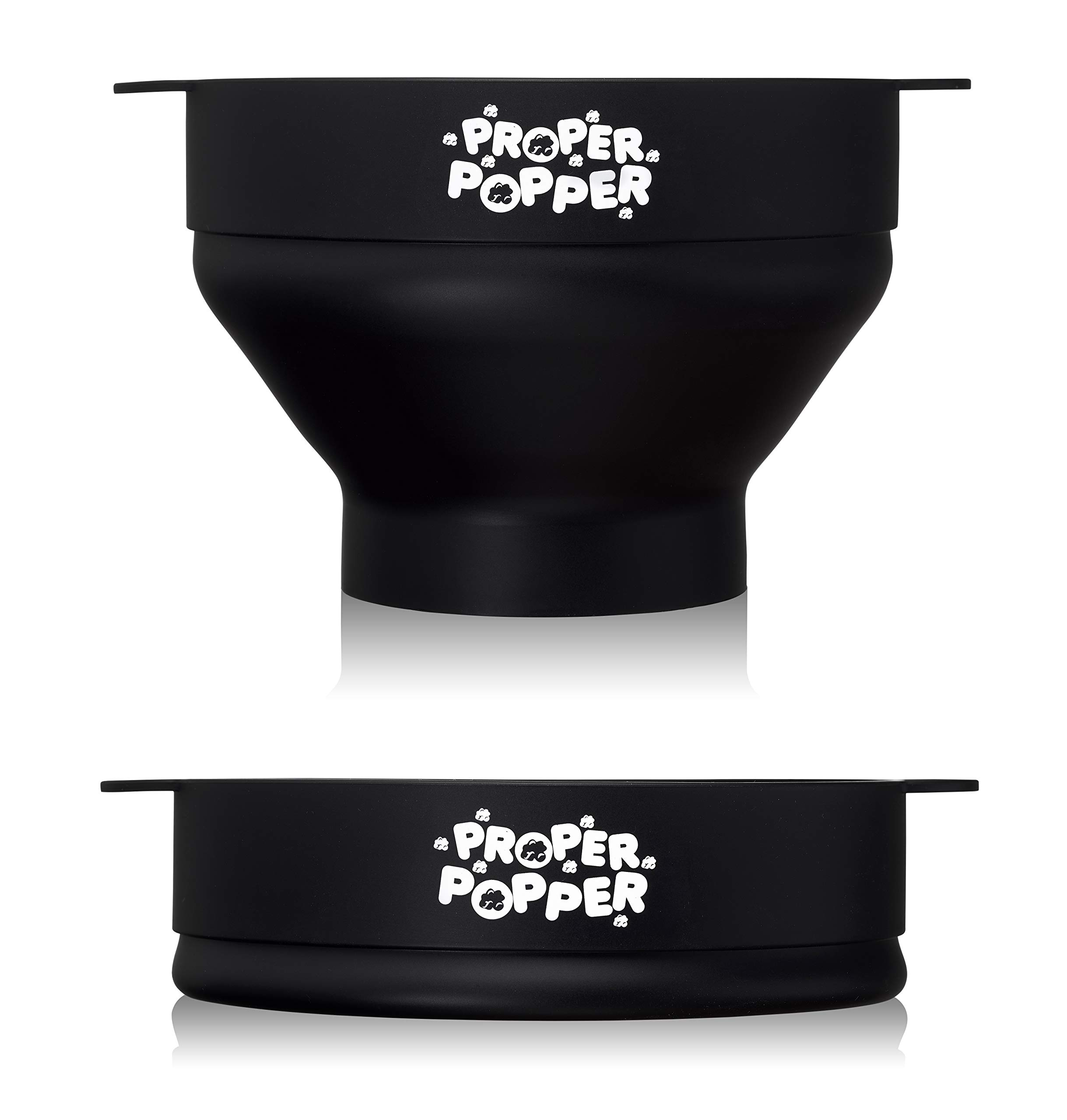 Original Silicone Microwave Popcorn Popper - BPA Free, Collapsible & Dishwasher Safe Popcorn Maker Bowl (Black) - Perfect for Movie Nights, Snack Time & Family Gatherings