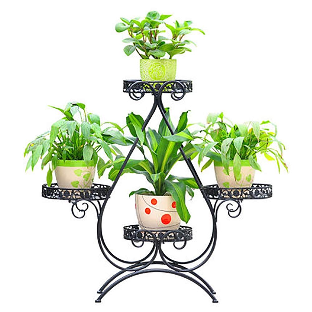 3-Tier Metal Flower Stand for Indoor & Outdoor Use - Vintage Lace Design Vertical Plant Display Stand for Living Room, Patio, Garden Decor