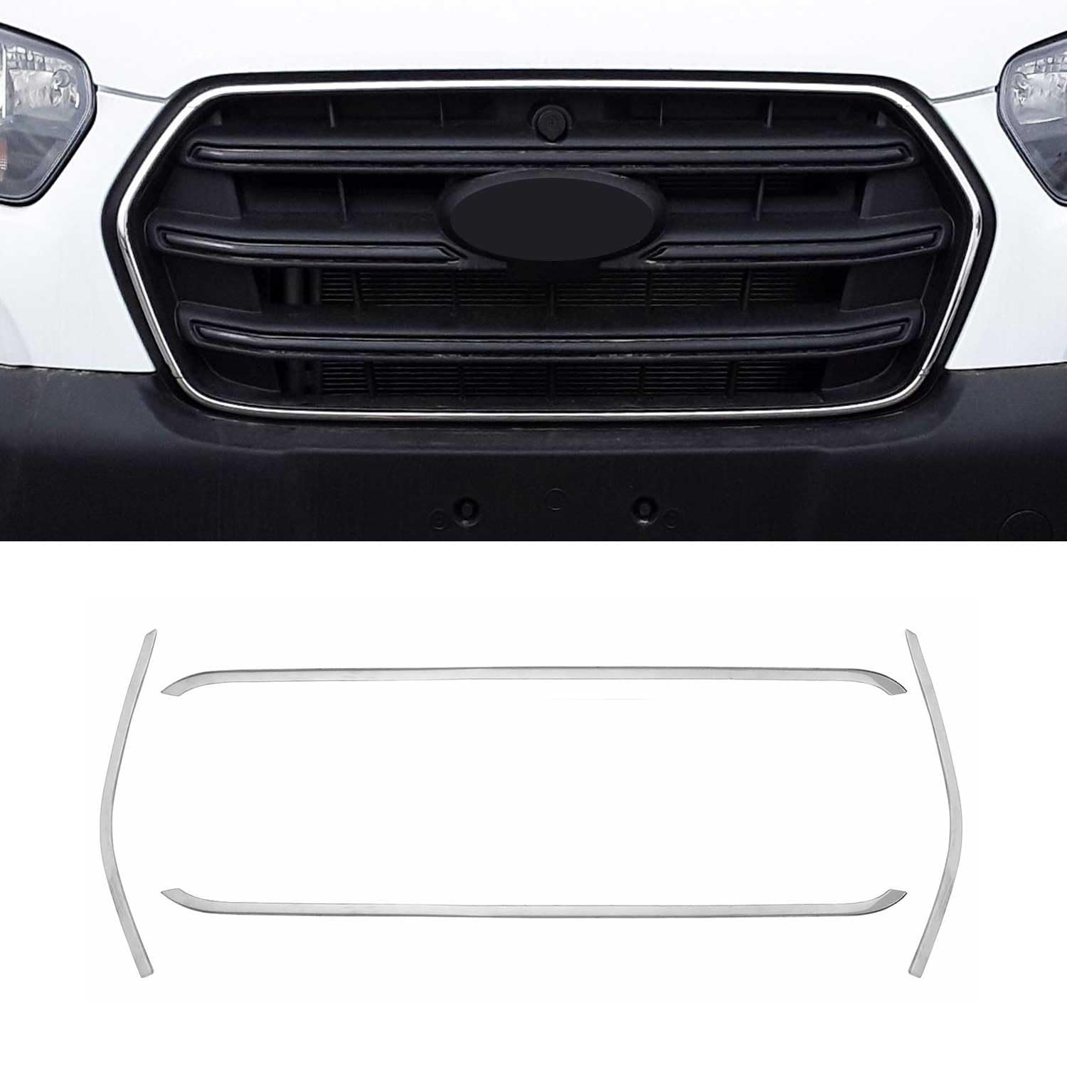 OMAC Front Bumper Grill Trim Molding Kit for Ford Transit 150/250/350 (2021-2025) - Heavy Duty Steel 4-Piece Set - Enhances Vehicle Appearance & Protection for Work Trucks & Commercial Vans