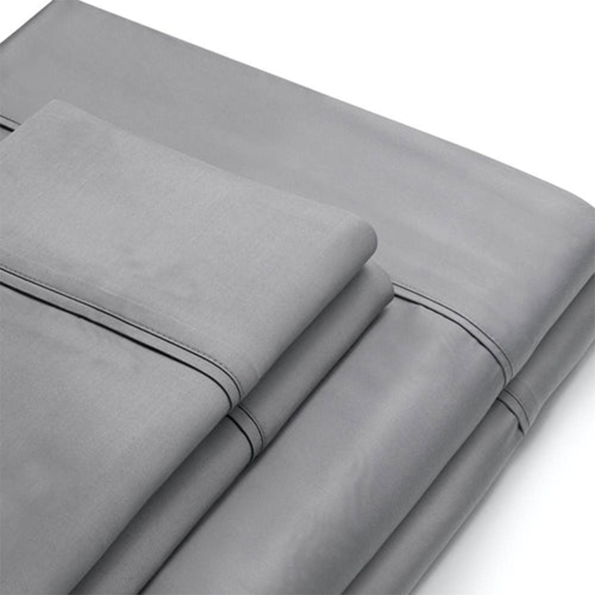 Sleepgram Viscose Fiber Queen Size Sheet Set - 4 Piece Bedding with Flat Sheet, Fitted Sheet & 2 Pillowcases - Breathable & Soft for Comfortable Sleep - Grey Stone - Perfect for Master Bedroom, Guest Room & Vacation Homes