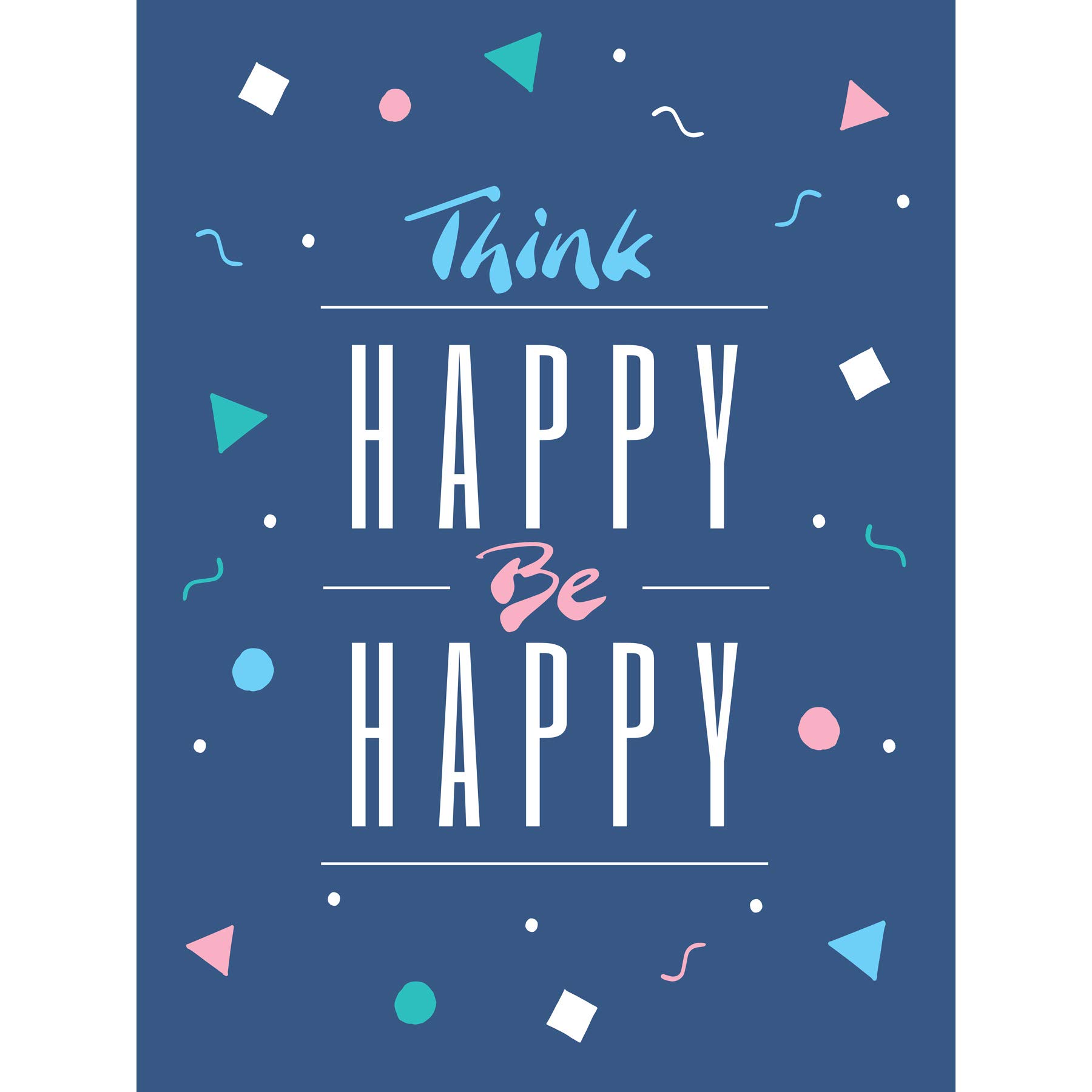 Wee Blue Coo Think Be Happy 90s Vintage Large Wall Art Poster Print - 18x24 Inch Thick Paper - Perfect for Living Room, Bedroom & Office Decor