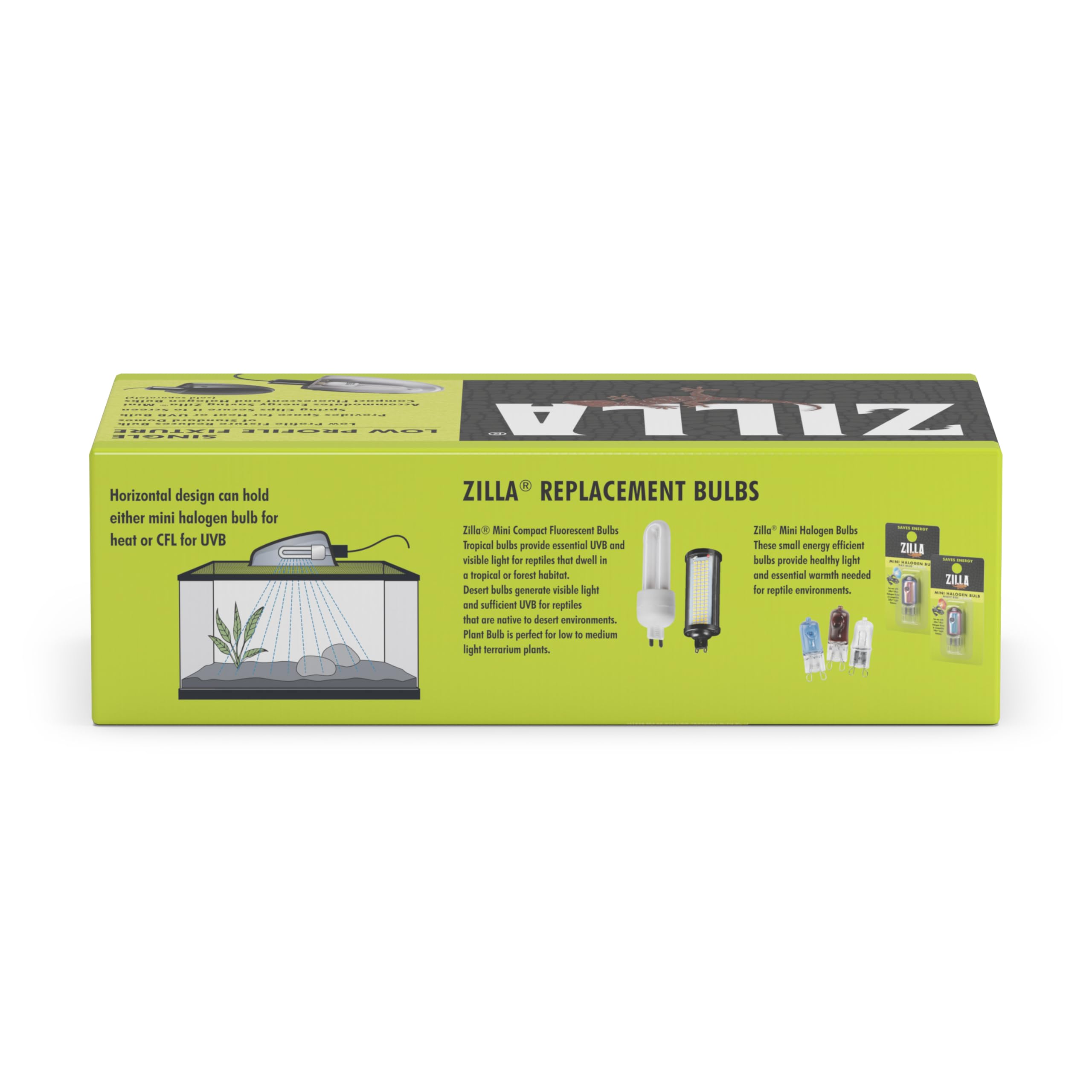 Zilla Low Profile Reptile Terrarium Light Fixture - Single Black Heat Lamp for Lizards, Snakes & Amphibians - Perfect for Desert & Tropical Habitat Setups