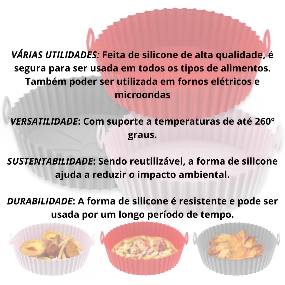2-Piece Non-Stick Silicone Air Fryer Basket Set with Handle - Reusable, Oven & Microwave Safe for Healthy Cooking | Perfect for Roasting, Baking, and Reheating Food