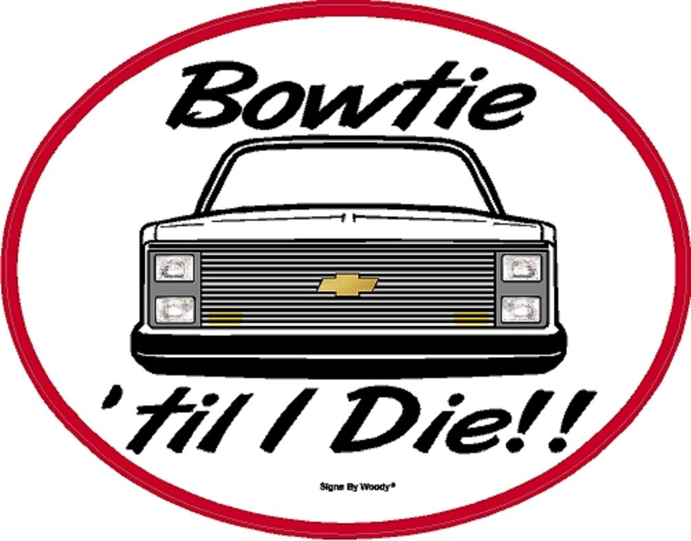 Bowtie Til I Die 81-87 Square Headlights CK1500 2500 Truck Vinyl Decal - Perfect for Chevy Pickup Windows & Rear Glass Customization
