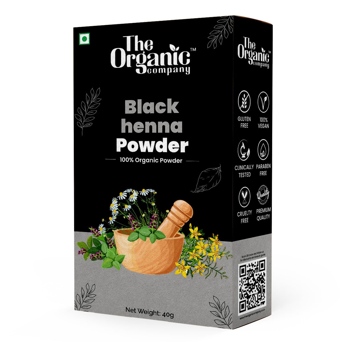 Black Henna Hair Dye for Men | Natural Herbal Hair Growth Powder | Long-Lasting Organic Hair Color | Pure Indigo & Henna Leaves | Perfect for Hair Wash, Hair Pack & Styling