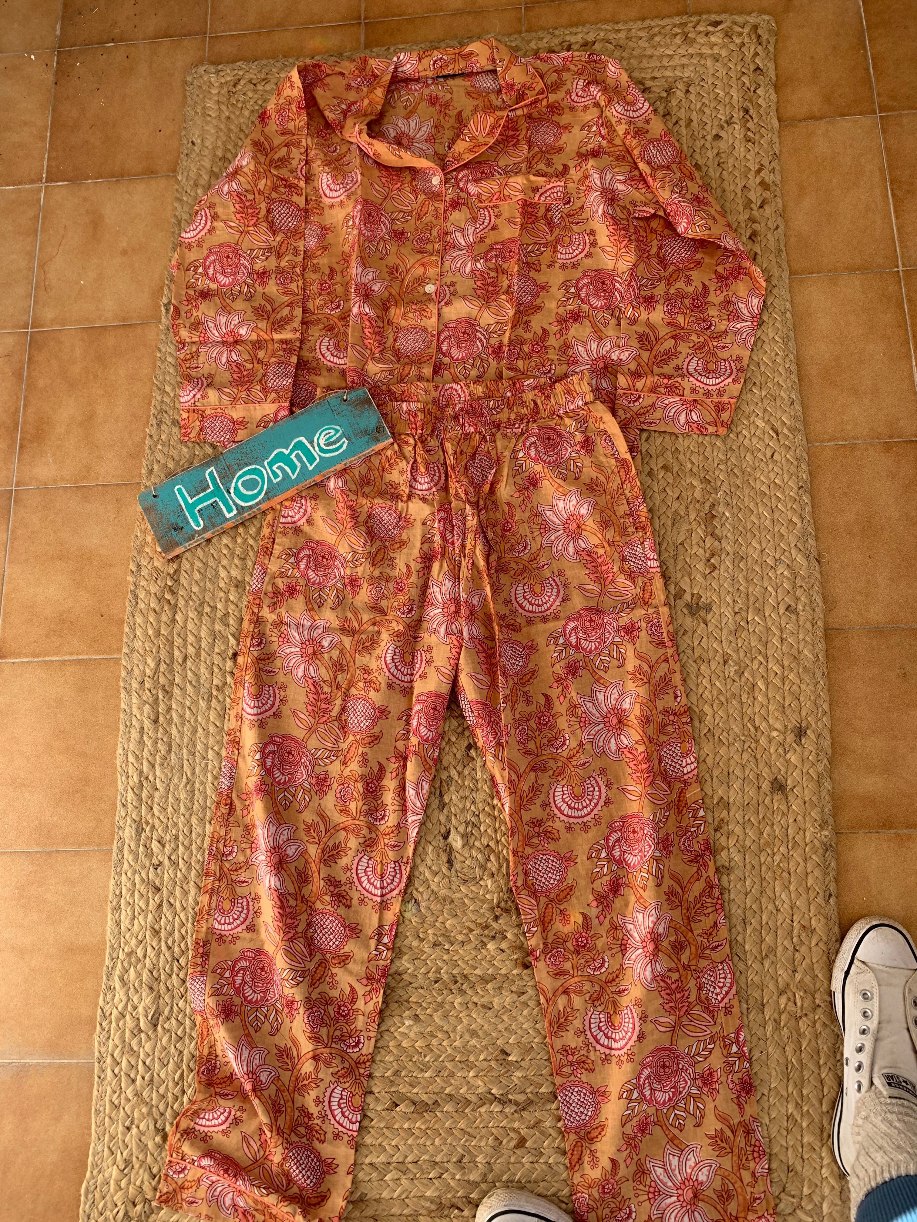 Hand Block Print Cotton Pajama Set - Soft & Cozy Lounge Wear for Women - Perfect for Sleepwear, Relaxing at Home, and Comfortable Nightwear