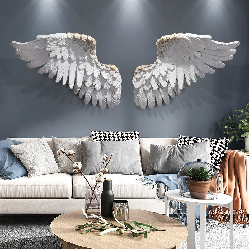 Angel Wings Wall Hanging Art Decor - Handmade Bohemian Home Decor for Living Room, Bedroom & Nursery - Perfect for Boho Chic, Farmhouse & Spiritual Spaces